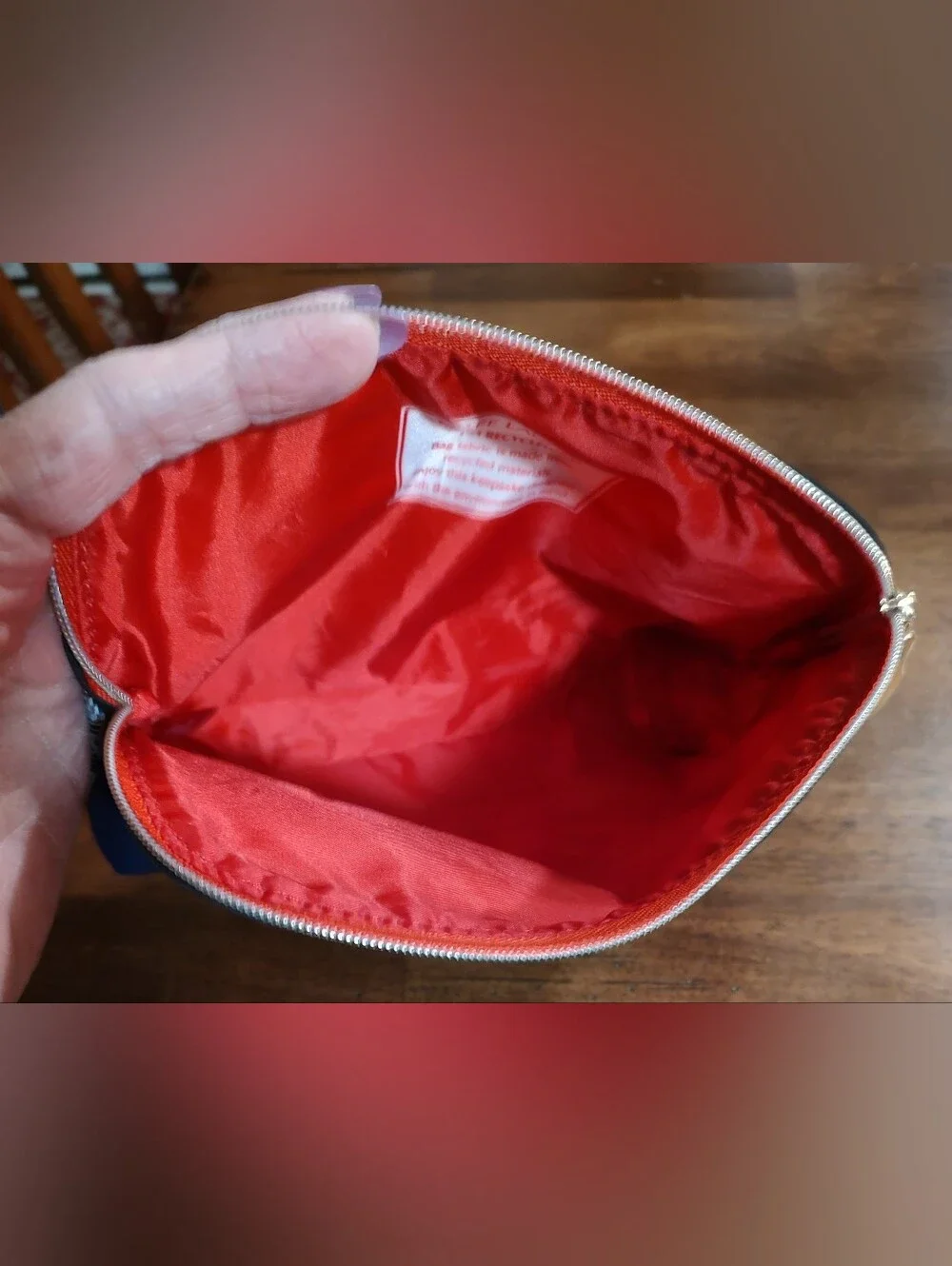 Estee Lauder Red & Navy Plaid Crest Toiletry Pouch